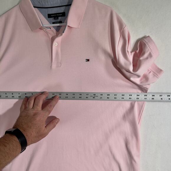 Tommy Hilfiger Henley Polo Shirt Men's XL Custom Fit Pink 100% Cotton - Picture 8 of 12